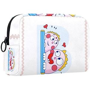 Make-up tas,draagbare cosmetische tas,cartoon stijl alfabet,Travel Makeup Case Organizer voor vrouwen met handvat