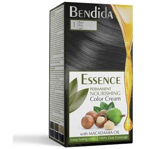 Bendida Permanente Haarkleuring 120 ml met Macadamia-olie en 6% ontwikkelaar | 100% grijsdekking & langdurige glans | Set met pre-color serum, kleurcrème & fixatieconditioner (1 zwart)