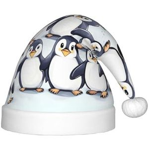OdDdot veel Leuke Baby Pinguïns Schets Print Pluche Kerstman Hoeden, Kerst Kerstman Hoed, Xmas Hoed voor Kinderen Jaar Kinderen Kerstfeest Gunsten