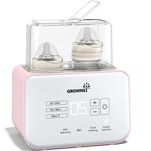 Flessenwarmer, 6-in-1 flessensterilisator voor babyvoeding en ontdooiing, Bpa-vrij, met lcd-display, nauwkeurige temperatuurregeling voor moedermelk (roze)