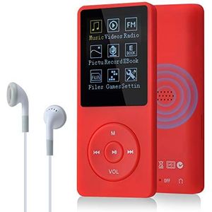 COVVY Slanke muziekspeler 8 GB draagbaar lossless geluid 70 uur scherm MP3-speler ondersteuning tot 64 GB (rood)