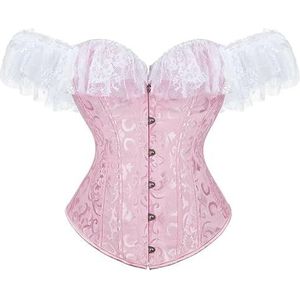 Corsettops for dames - Shapewear Overbust Lingerie Renaissance Design for dagelijks gebruik of speciale gelegenheden(Pink,6XL)