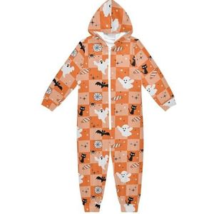 LI ZHI XIN Kinderpyjama met capuchon uit één stuk, jongens en meisjes, jumpsuits voor kinderen, onesie, slaappak, alles-in-één pyjama, winter, warme huisjumpsuit, 5-14 jaar, Halloween, spin, snoep