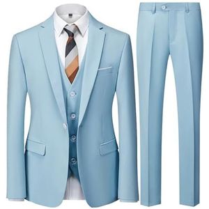 Bruidsmannen pak heren bruiloft effen kleur casual pak 3 stuks set/mannelijke twee knopen blazers broek broek vest vest heren pak voor bruiloft groomsmen, Geel, Asian M is US XXS