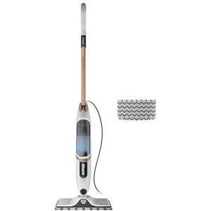 Shark SteamSpot met Steam Blaster-technologie voor harde vloeren, lichtgewicht stoomdweil, reinigen zonder chemicaliën, afneembare tank, 2 machinewasbare vuilgrijpende pads, wit en polykoper S2001EU