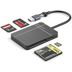 SD Card Reader 4 in 1, USB C USB 3.0 Micro SD Card Reader Memory Card Reader Adapter Simultaneously Read SD MS CF TF MicroSD SDHC SDXC for iPhone 16 15 Pro Max Samsung Android MacBook iPad Computer PC