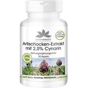 Artisjok extract Capsules - hoge dosering - 1050mg artisjok extract per dagdosis - veganistisch - 2,5% cynarine - 90 capsules | HERBADIREKT by Warnke Vitalstoffe - Duitse apothekerskwalitei
