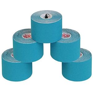 ALPIDEX 5 Stuck Kinesiology Tape Veel kleuren 5 m x 5 cm Toepassingsfolder Elastisch Waterdicht Huidvriendelijk Fysio Spier Tape Set, Kleur:Lichtblauw