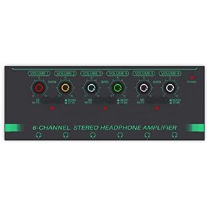 6 Kanalen Stereo Hoofdtelefoon Versterker Mini Draagbare Oortelefoon Splitter Ultra Low-Noise Mixer for Opname Studio Monitor (Color : PH600-Green, Size : L)