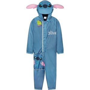 Get Trend Disney Regenpak voor meisjes, met fleecevoering, regenjas met ritssluiting, waterdicht, Blauwe Stitch, 7-8 Jaren