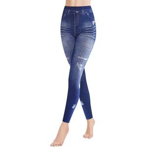 Libella 4162 Leggings voor dames, jeanslook, verdikt of dun, hoge taille, modieuze shaping leggings, rekbaar, vormende treggings, streetwear broek, 1 ultradun I, S-M