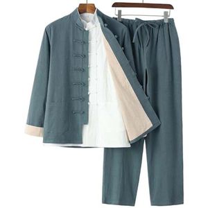 UIHECTA Tai Chi Uniform, Kung Fu Cloth Shirt, Traditional Chinese Clothing, Chinese Men's Suit Sets, Tang Suit 3 Piece Set,001,2XL