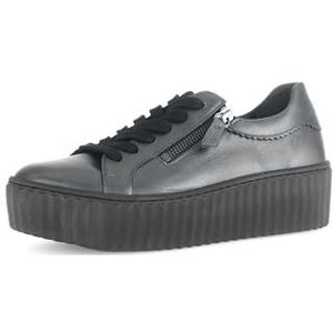 GABOR - Sneakers Laag - Donkergrijs - Glad Leer - Platte Hak