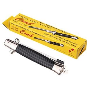 Blade-kammen voor mannen, Blade Comb Pocket Haarborstel Automatisch - Draagbare metalen springveerborstel, zakkam voor heren, salonschoonheidstool Delr