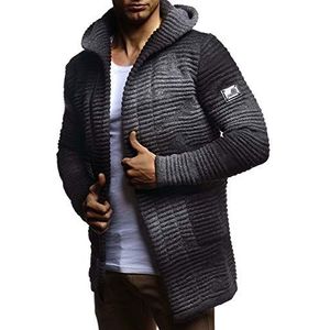 Leif Nelson LN5715 Heren sweatshirt, cardigan met slanke pasvorm, heren trainingsjas met capuchon, moderne hoodie pullover, M