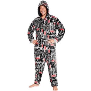 Marvel Onesies voor heren en tieners - pluizige fleece onesie met capuchon voor heren M-2XL loungewear - cadeaus voor mannen, Grijs/Zwart, XL