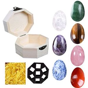 WANGCL 7 Chakra Eivorm Edelsteen Set, Chakra Healing Crystal Stones Natuurlijke Reiki Healing Crystals Edelstenen Voor Meditatie Kristaltherapie
