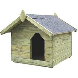 Hondenhok voor buiten, hondenhok met opklapbaar dak, hondenhok van FSC-geïmpregneerd hout, waterdicht, onderhoudsvriendelijk (74 x 78,5 x 61,5 cm)