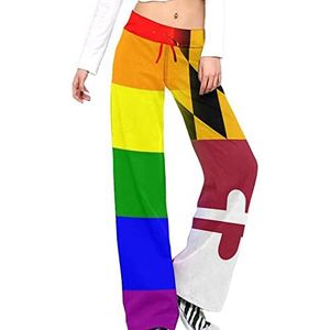 LGBT Pride Maryland State Flag Yoga Broek Voor Vrouwen Casual Broek Lounge Broek Trainingspak met Trekkoord L