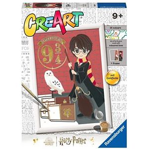 Ravensburger - CreArt D-serie: Harry Potter, Vertrek naar Hogwarts, schilderen op nummer, bevat een voorbedrukt bord, kwasten, kleuren en accessoires, creatief spel voor kinderen vanaf 7 jaar