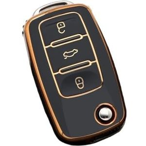 Sleutelbehuizing 2 3 Knoppen TPU Autosleutel Case Cover Shell Fob Voor MK4 Voor Bora Voor Golf 4 5 6 Voor Jetta Voor Passat Voor Polo Voor Touran Voor Octavia Autosleutelhoesje(3 Button G-Black)