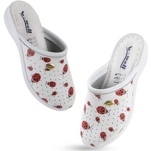 B-well Clogs voor dames, verpleegstersschoenen, werkschoenen, voor dames, verzorging, antibacterieel in de maten 35 - 46, Lieveheersbeestje, 37 EU