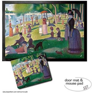 1art1 Georges Seurat, A Sunday Afternoon On The Island Of La Grande Jatte Deurmat (70x50 cm) + Muismat (23x19 cm) Cadeauset