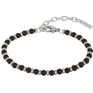 BREIL - Herenarmband Zwarte Onyx TJ2409 - Armband van Roestvrij Staal en Zwarte Onyx, Lengte 22,5 cm