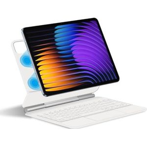 Toetsenbordhoes voor Xiaomi Mi Pad 7 Ultra 14"" 2025, Magnetische Zwevende Standaard, Toetsenbord Met Achtergrondverlichting, Multi-Touch Trackpad,Wit