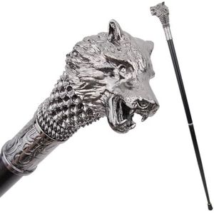 Zilveren Wolf Wandelstokken, Decoratieve Wandelstokken voor Heren en Dames, Antislip Cosplay Vintage Feestwandelstok 91 Cm