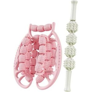 2 x massagerollen voor spierfascia, schuimrubberen massagestaaf, voor spieren, armen, nek, yoga, roze