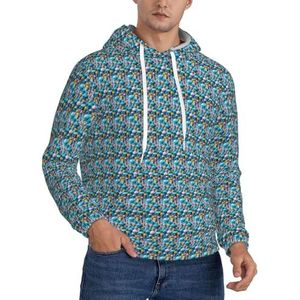 Jkkghll Kleurrijke Kwallen Print Mannen Hooded Warme Lichtgewicht Trui Voor Winter Herfst En Lente Casual Wear, Zwart, XS