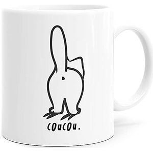 Luigi Collection Humor mok koekoek kat mok grappige boodschap dieren. Origineel cadeau-idee voor vrienden, koppels, geliefden, collega, broer, zus, voor verjaardag, Kerstmis, dino mokken, glimlachend