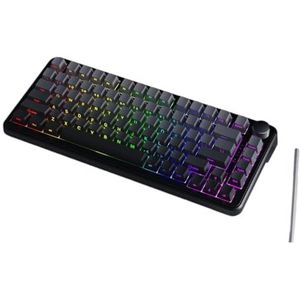 QPSJXN AK820 MAX RGB Bluetooth Wireless Mechanical mechanisch toetsenbord 82 CHIAPT CHIET PBT Hot PBT met laptop PC met knop (Black-Sea Switch)