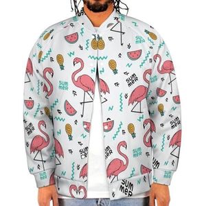 Zomer Flamingo Ananas Grappige Mannen Baseball Jacket Gedrukt Jas Zachte Sweatshirt Voor Lente Herfst