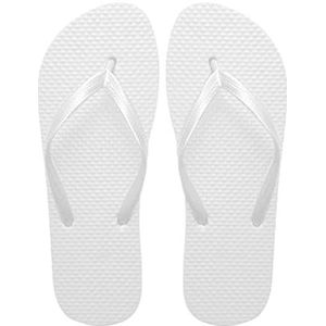 SUGAR ISLAND Unisex dames meisjes heren zomer strand FLIP flop zwembadschoenen, Wit, 5/6 UK