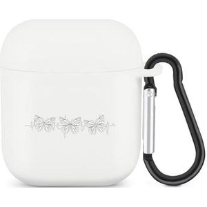 Butterfly Lover Heartbeat Leuke Case voor AirPods 2&1 Schokbestendige Beschermende Hoofdtelefoon Gevallen Cover Met Sleutelhanger Voor Mannen Vrouwen