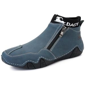 Men's Suede Desert Chukka Boots Fashion Casual Round Toe Platform Boots Fashion Men's Boots (Color : Blue, Size : EU 47)