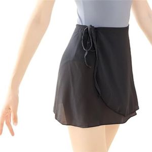UBOHUZ Ballet Rokken Vrouw Korte Dans Wrap Rok Volwassen Tie Up Chiffon Ballerina Kant Jurk Voor Vrouwen, Zwart, Eén maat