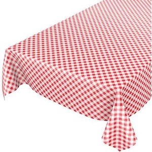 ANRO Afwasbaar tafelkleed/tafelzeil; geruit, rood, 180 x 140 cm, omzoomd