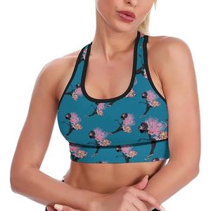 Afrikaanse Meisje Bloemen Vlinders Vrouwen Tank Top Sport BH Yoga Workout Vest Atletische BH's