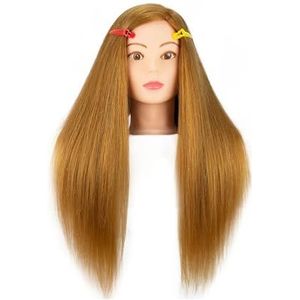 85% Echt Haar Poppenhoofd for Kapsel Professionele Trainingshoofdset Mannequin Hoofdstyling Om Te Oefenen met Hot Curl Iron Straightening(Head 2)