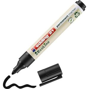 edding 21 Ecoline permanent marker - zwart - 1 stift - ronde punt 1,5-3 mm - sneldrogende permanent marker - watervast en wrijfvast - voor karton, kunststof, hout, metaal - universele marker