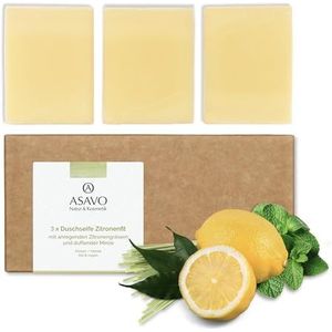 ASAVO - Biologische Zeep - Citroen - Handgemaakte Vaste Zeep - 3 x 95 g