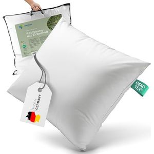 Medicate Donskussen met dons, 80 x 80 cm, hoofdkussen voor een goede nachtrust, 100% natuurlijk kussen voor ontspanning en comfort, hoofdkussen voor elke slaaphouding, donskussen, Made in Germany