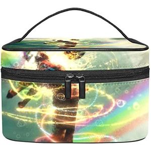 Voetbal make-up organizer tas, reismake-up tas organizer case draagbare cosmetische tas voor vrouwen en meisjes toiletartikelen, Meerkleurig, 22.5x15x13.8cm/8.9x5.9x5.4in