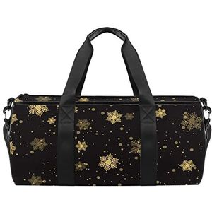 Herfstpatroon reistas sporttas met rugzak draagtas gymtas voor mannen en vrouwen, Kerst Sneeuwvlokken Achtergrond, 45 x 23 x 23 cm / 17.7 x 9 x 9 inch