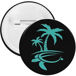 Hawaiiaanse Palmboom En Zeeschildpad Ronde Knop Broche Pin Leuke Blik Badge Gift Kleding Accessoires Voor Mannen Vrouwen