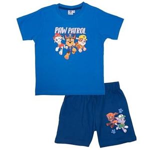 Paw Patrol pyjama voor jongens, kinderpyjamaset, korte mouwen, bovendeel met broek, blauw, blauw, 110-116