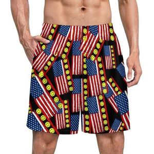 USA Vlag Augurk Sport Bal Grappige Pyjama Shorts Voor Mannen Pyjama Bottoms Heren Nachtkleding Met Zakken Zacht
